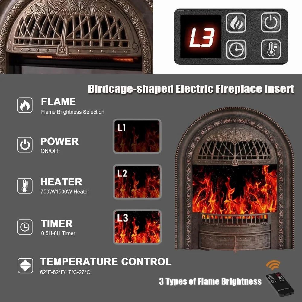 Electric Fireplace Mantel, Solid Wood 51"