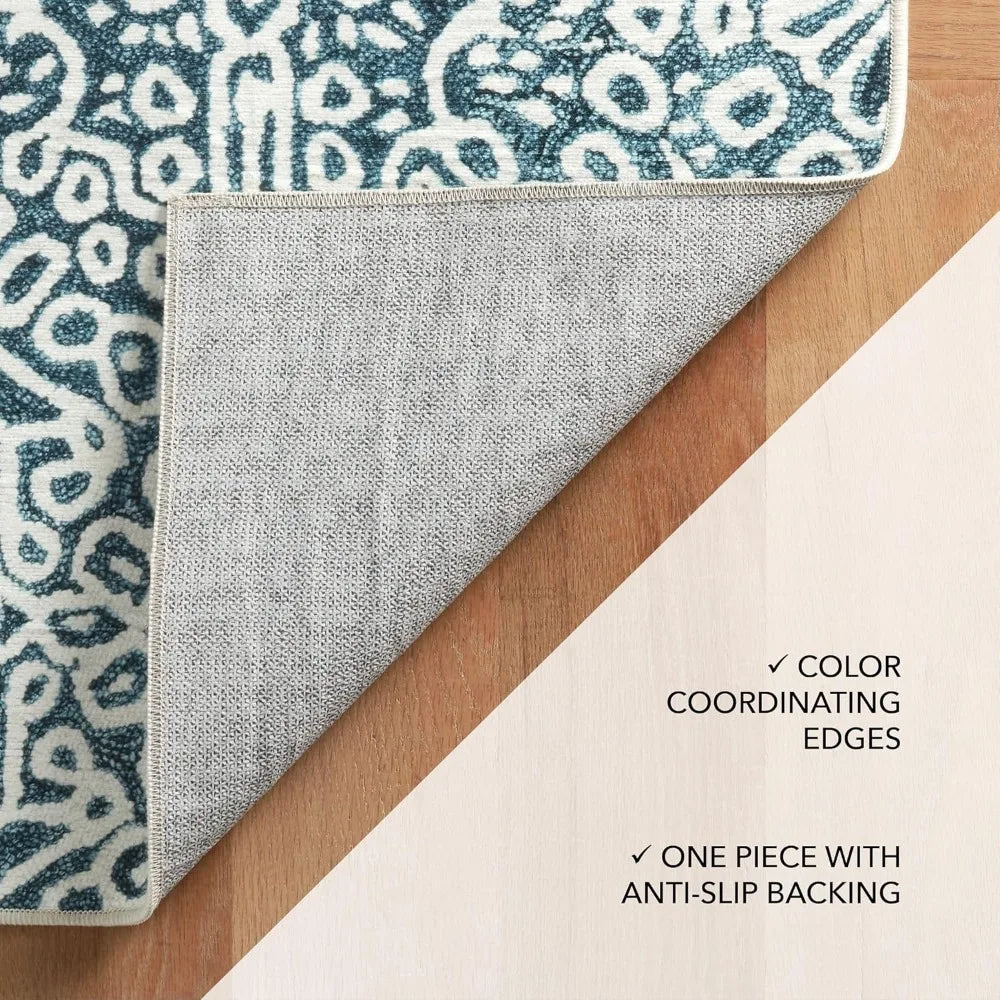 4x6 Geometric Blue Washable