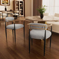 2 Modern Upholstered Boucle Gold Arms & Black