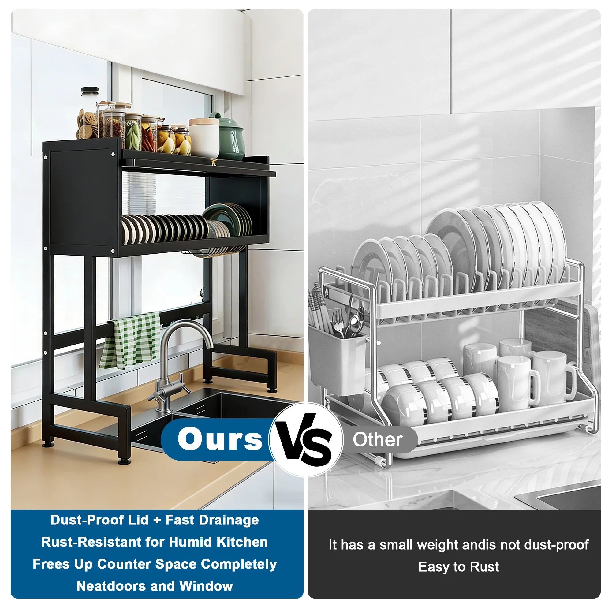 Dish Rack for Kitchen Sink, Space Saving