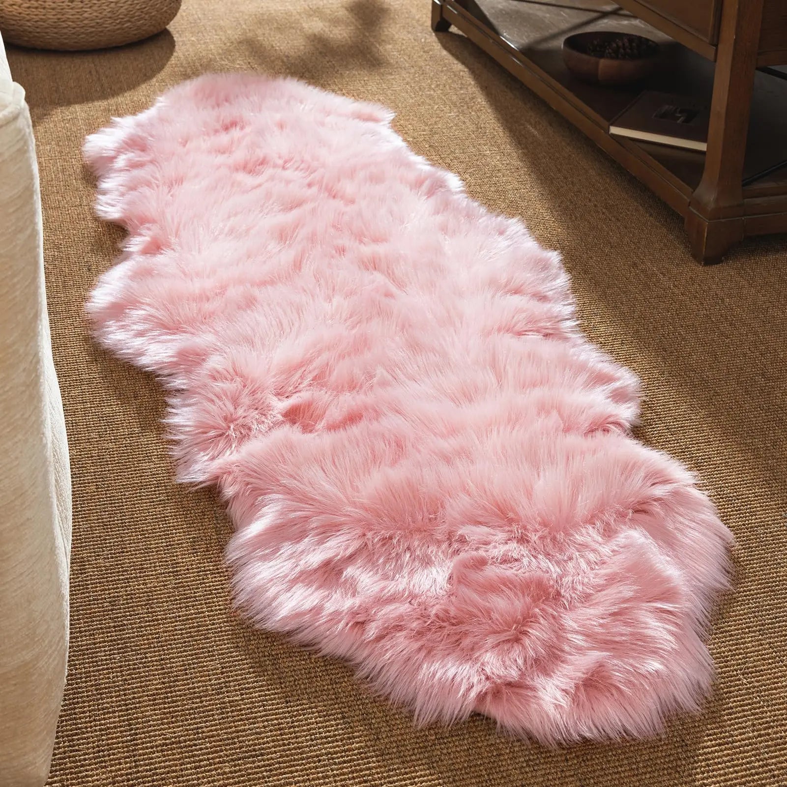 Faux Fur Pink Non-Slip Thick Fluffy