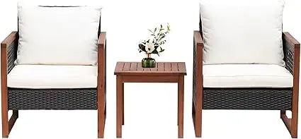 2-Piece Rattan Modern Bistro Patio Set