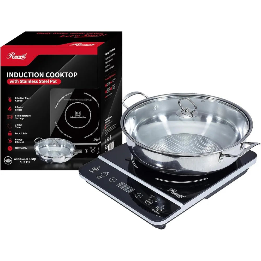 Induction Cooker 1800 Watt, Electric Burner W/ Stainless Pot