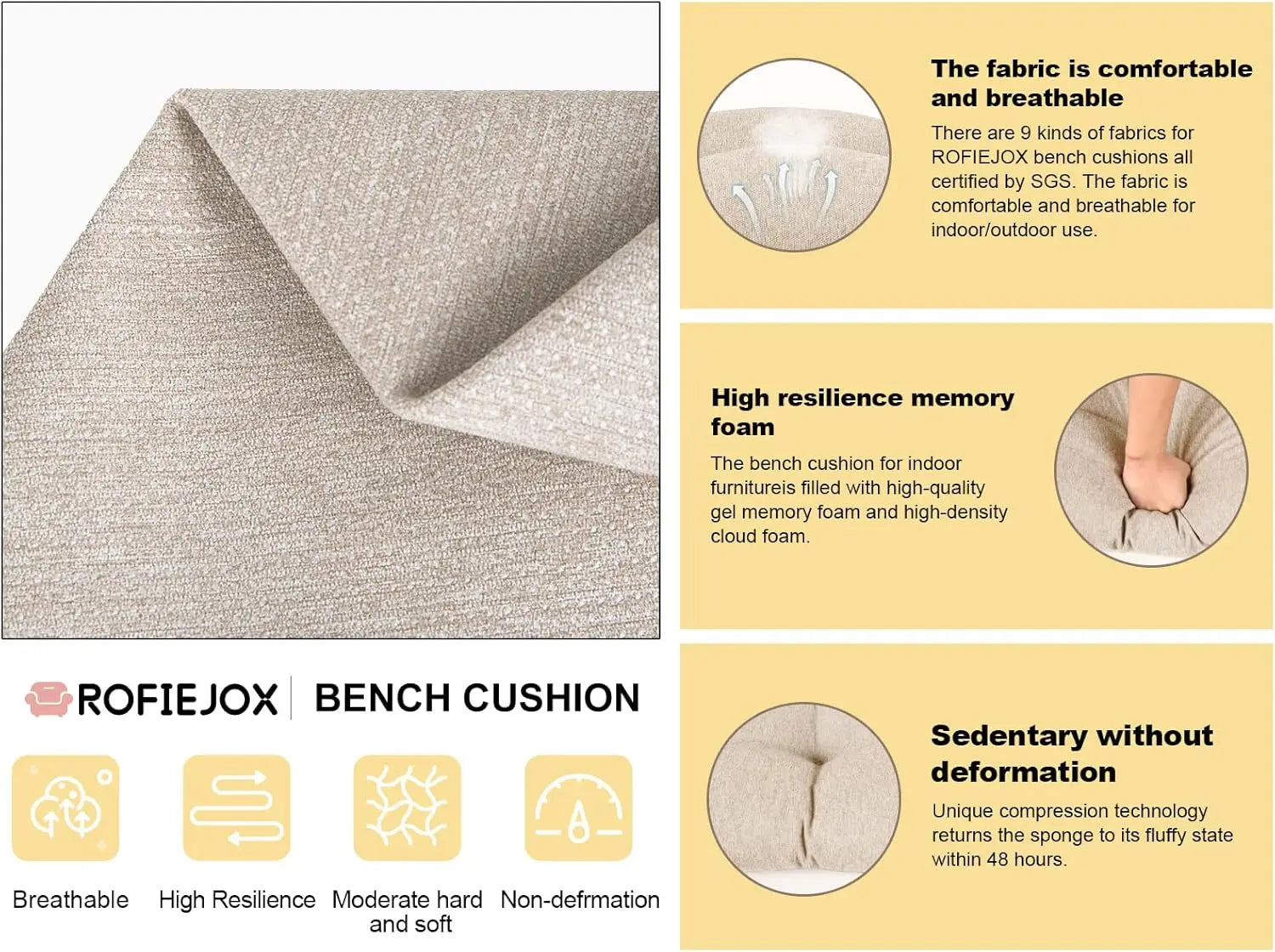 48-Inch Bench Cushion indoor