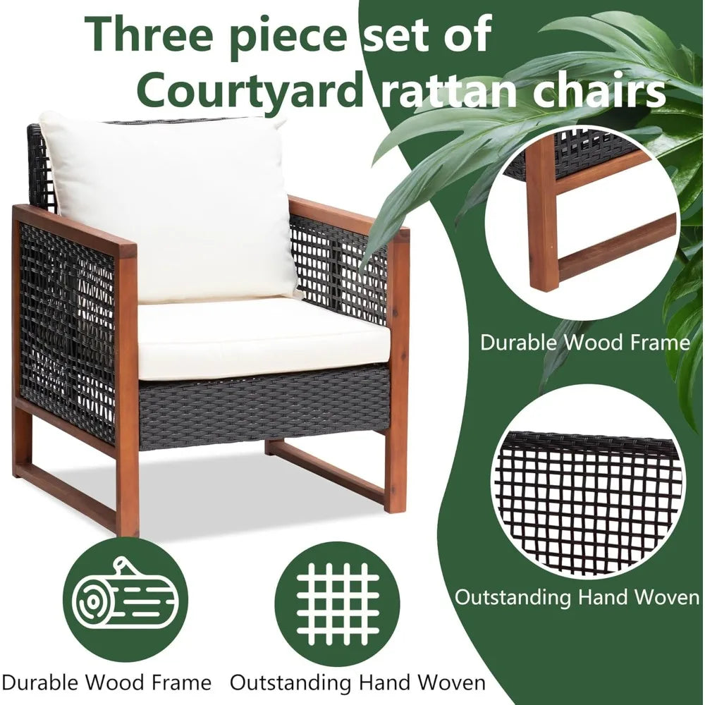 2-Piece Rattan Modern Bistro Patio Set