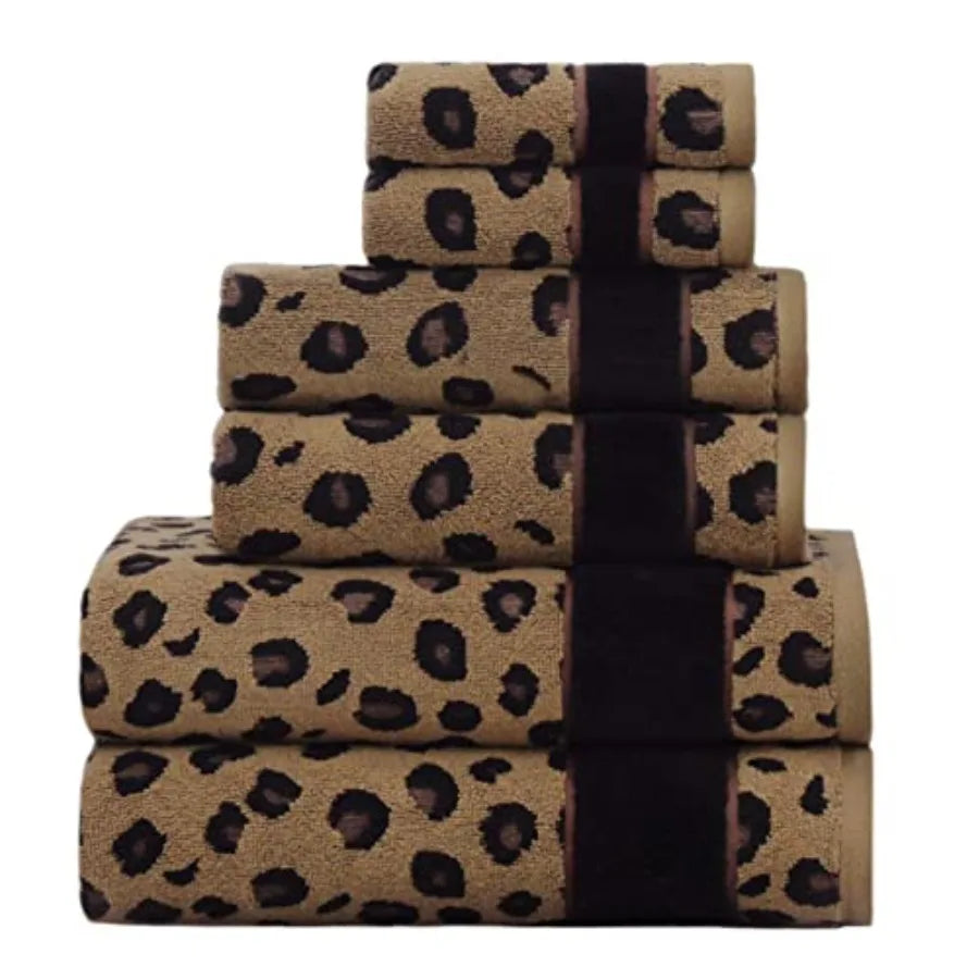 Leopard Cheetah Jacquard 2 Ea Bath/Hand/Washcloth
