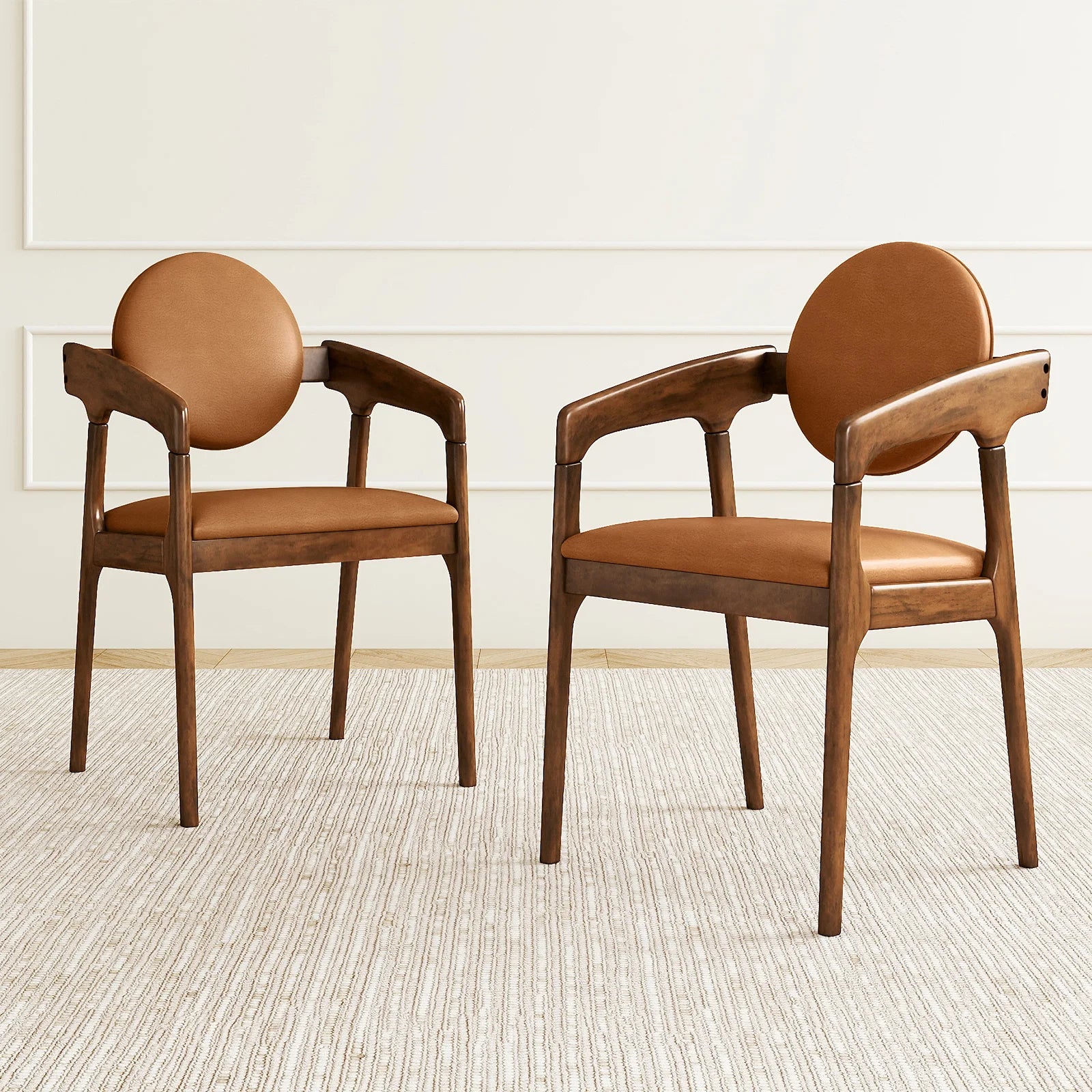 2 Wooden Dining w/Padded Seat & Back