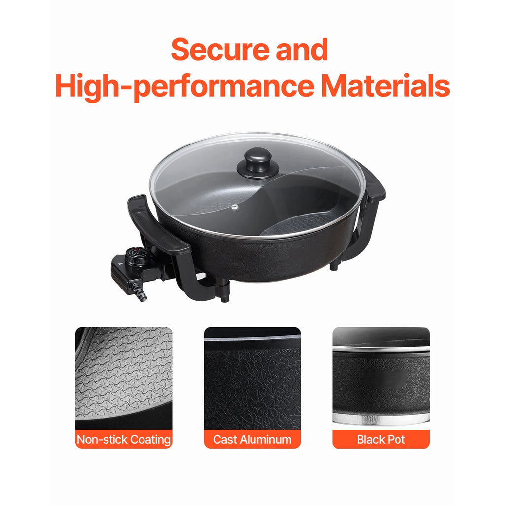 Electric Hot Pot 5 L Double Glass Lid