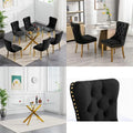 51x29" -7-Piece Glass Set w/6 Black Tuxedo Chairs