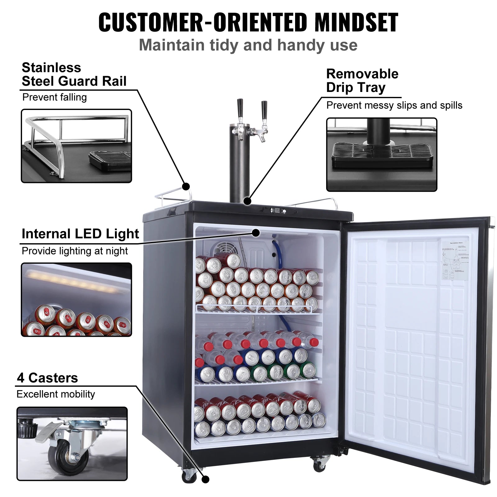 163L Electric Draft Beer Kegerator Cooling Dispenser