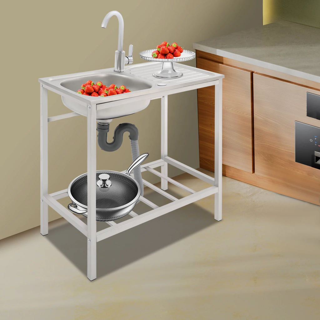 75*40*75cm Commercial Sink w/Countertop Single