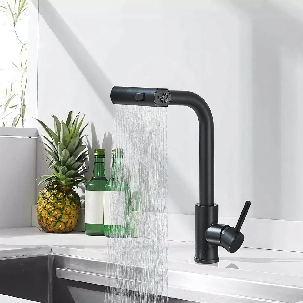 Black Pull Out Rotation Waterfall Sprayer