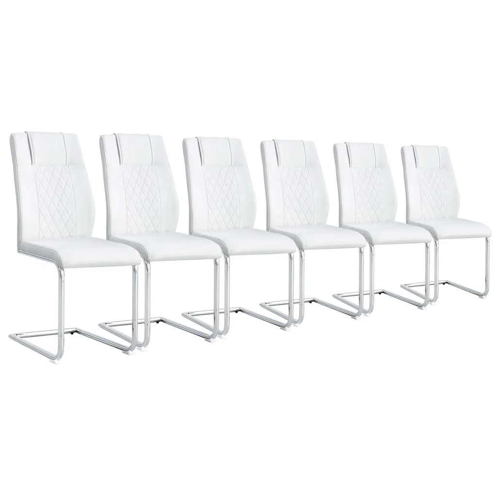 6 High-Back White Waterproof Faux Leather