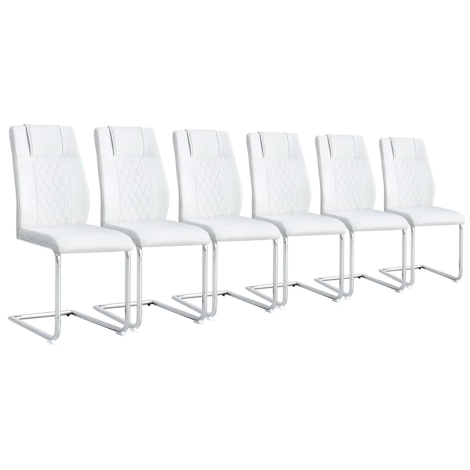 6 High-Back White Waterproof Faux Leather