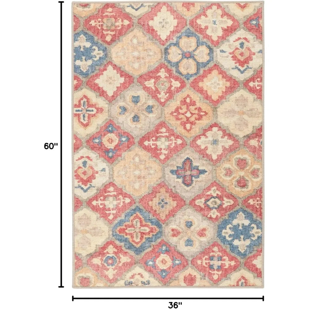 3x5 Multicolor Geometric Washable