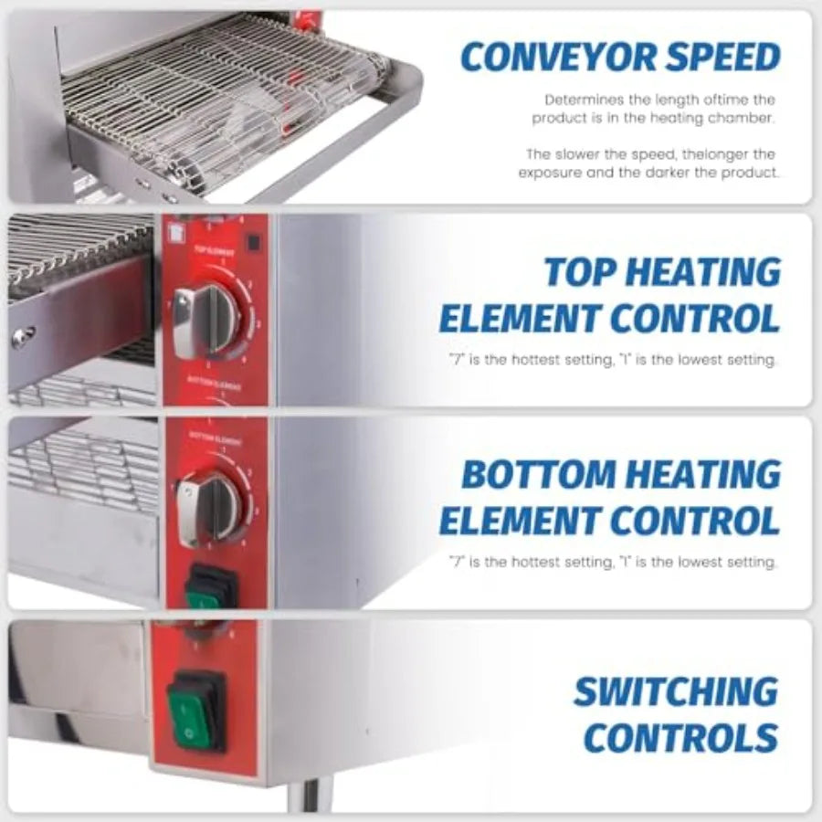 10.5 Commercial Conveyor Pizza Oven 1700W 120V Countertop