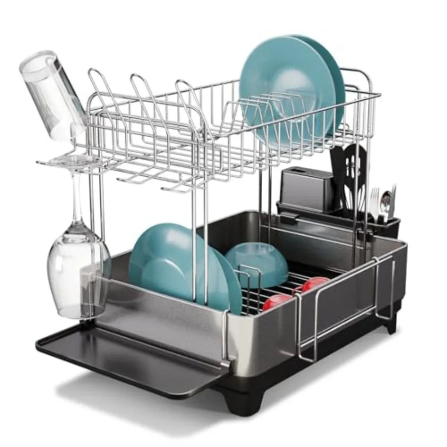 Large Stainless Steel Dish Rack w/Drain