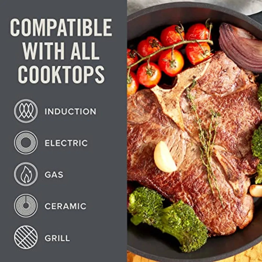 13" Nonstick Cast Iron Dual Handle Pan