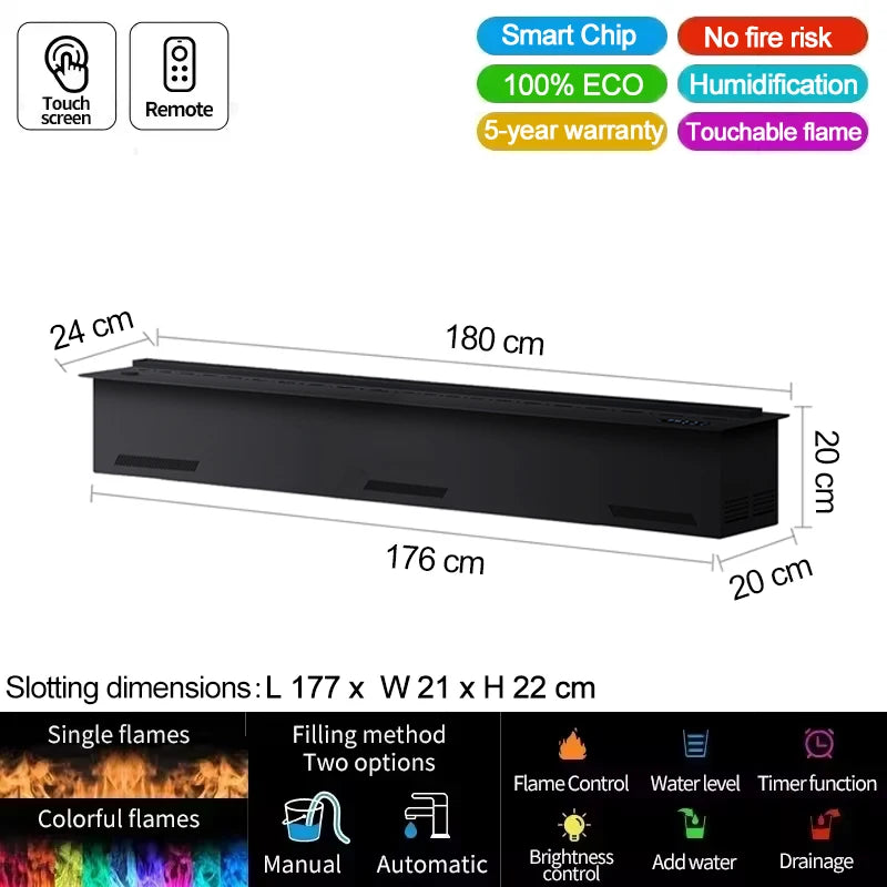 water vapor fireplace, 3D flame effect