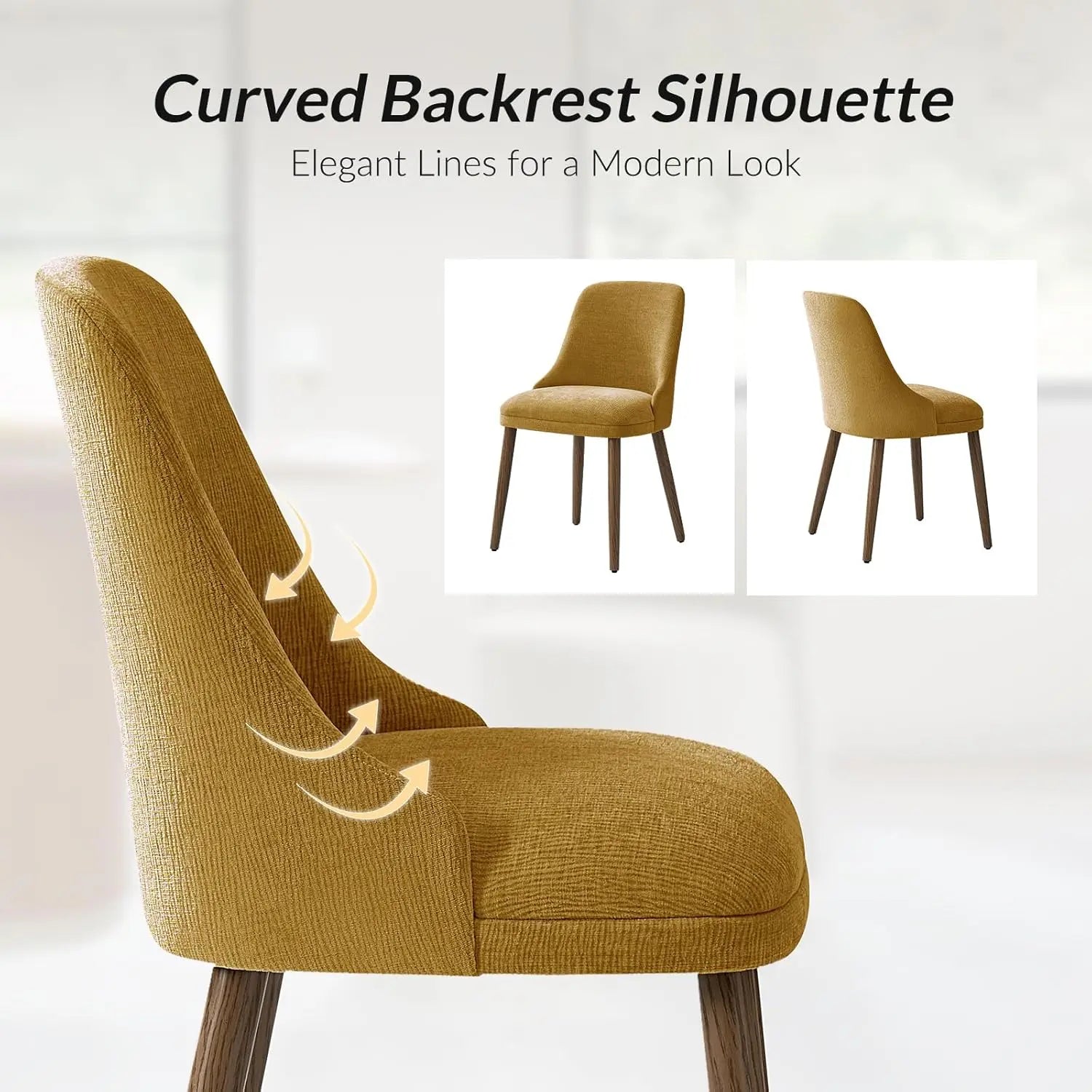 2 Mustard Fabric Upholstered Wood