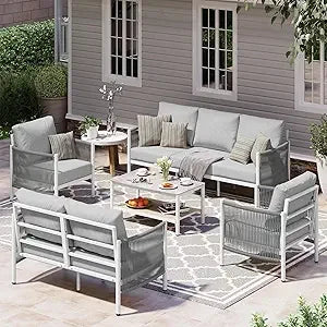 Aluminum Patio Set, HDPE Rope 5-Piece