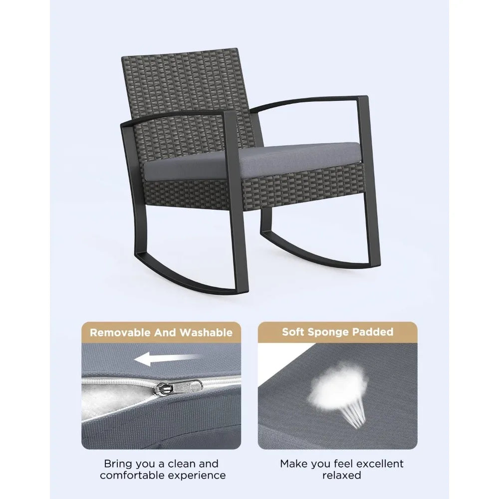 3-Piece Ratta Bistro Rocking Patio Set