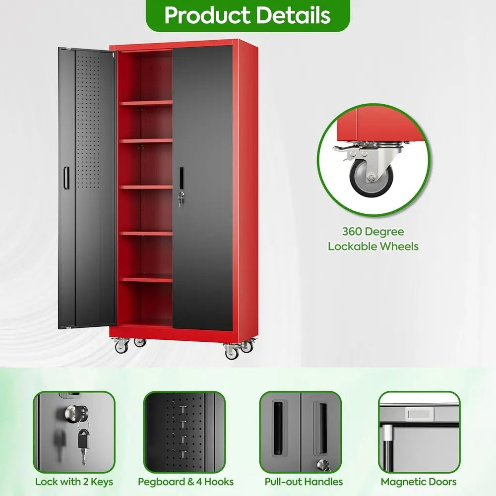 71 Tall Lockable Metal Storage Cabinet