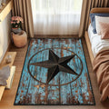 4x6 Rustic Barn Star Teal Washable
