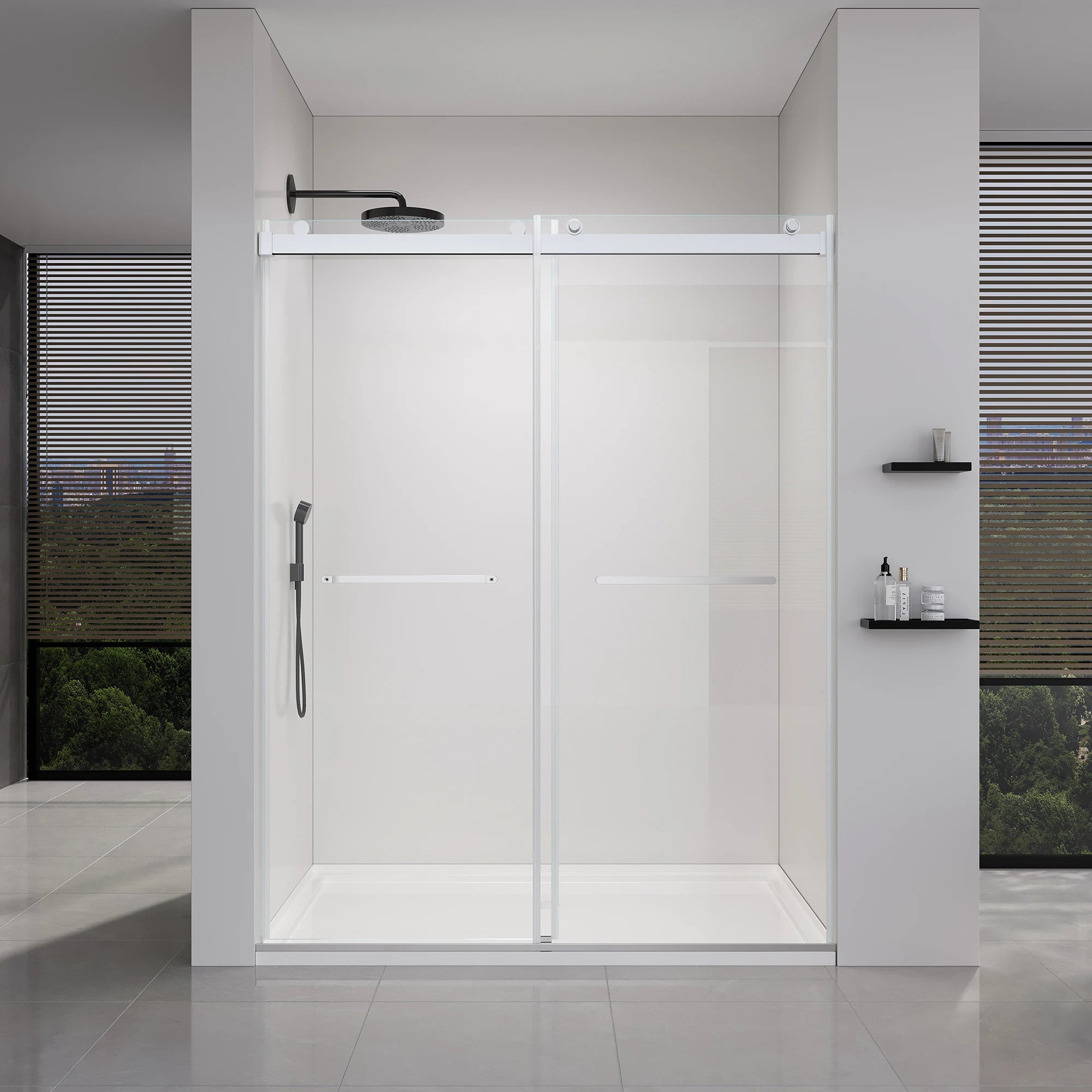 56-60" x 76" Glass Shower Door Frameless