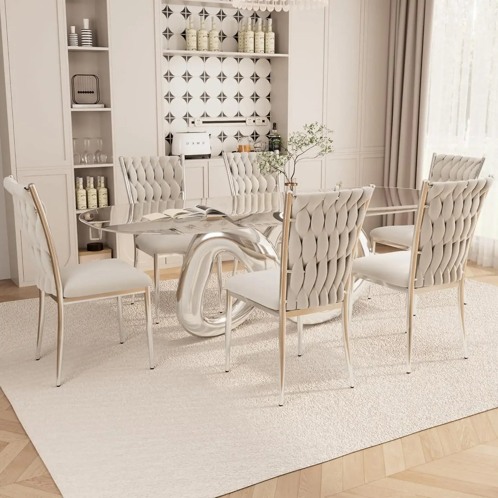 6 Modern Velvet Upholstered w/Metal Legs