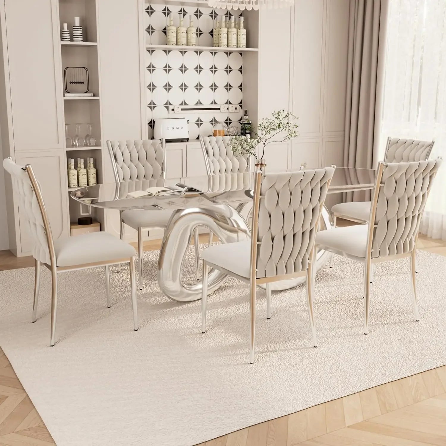 6 Modern Velvet Upholstered w/Metal Legs