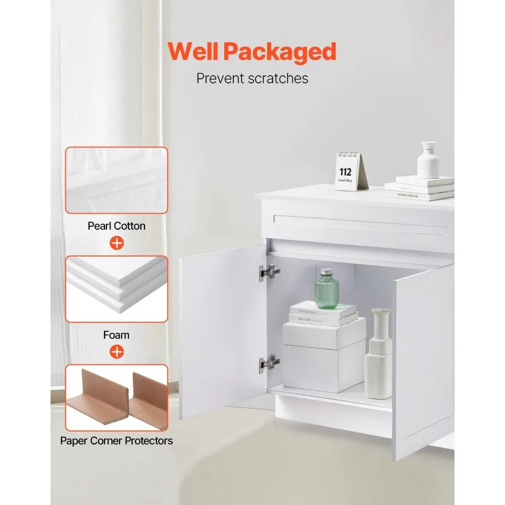 White Shaker Sink Base 36X24X34.5" Unassembled