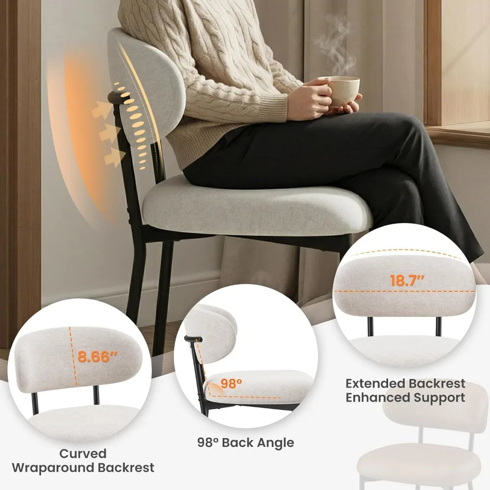 2 Modern Curved Backrest Cushioned Seat