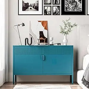 Orange Metal Accent Cabinet