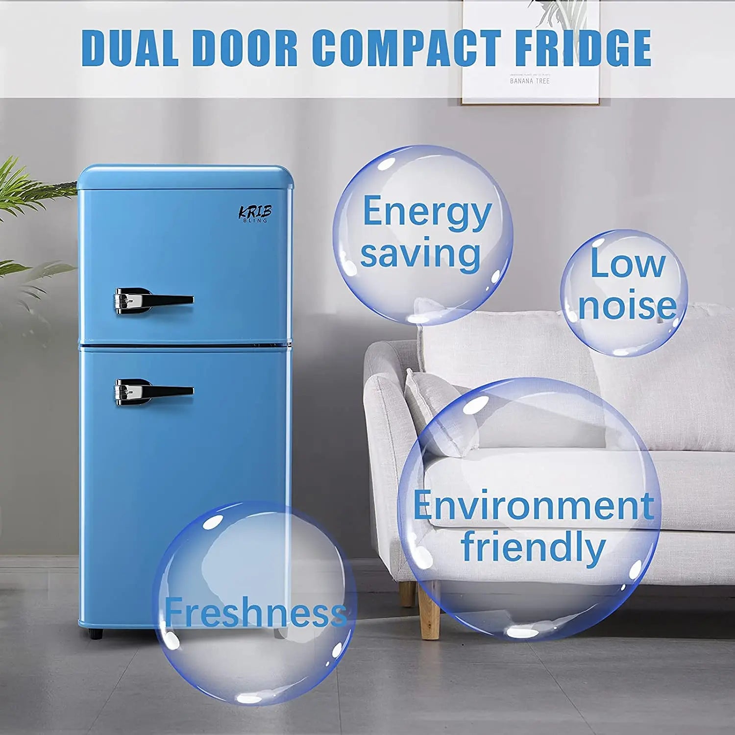 3.2 CF Double Door Compact Refrigerator