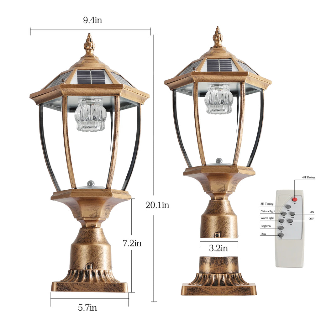 Vintage Solar LED Post Light
