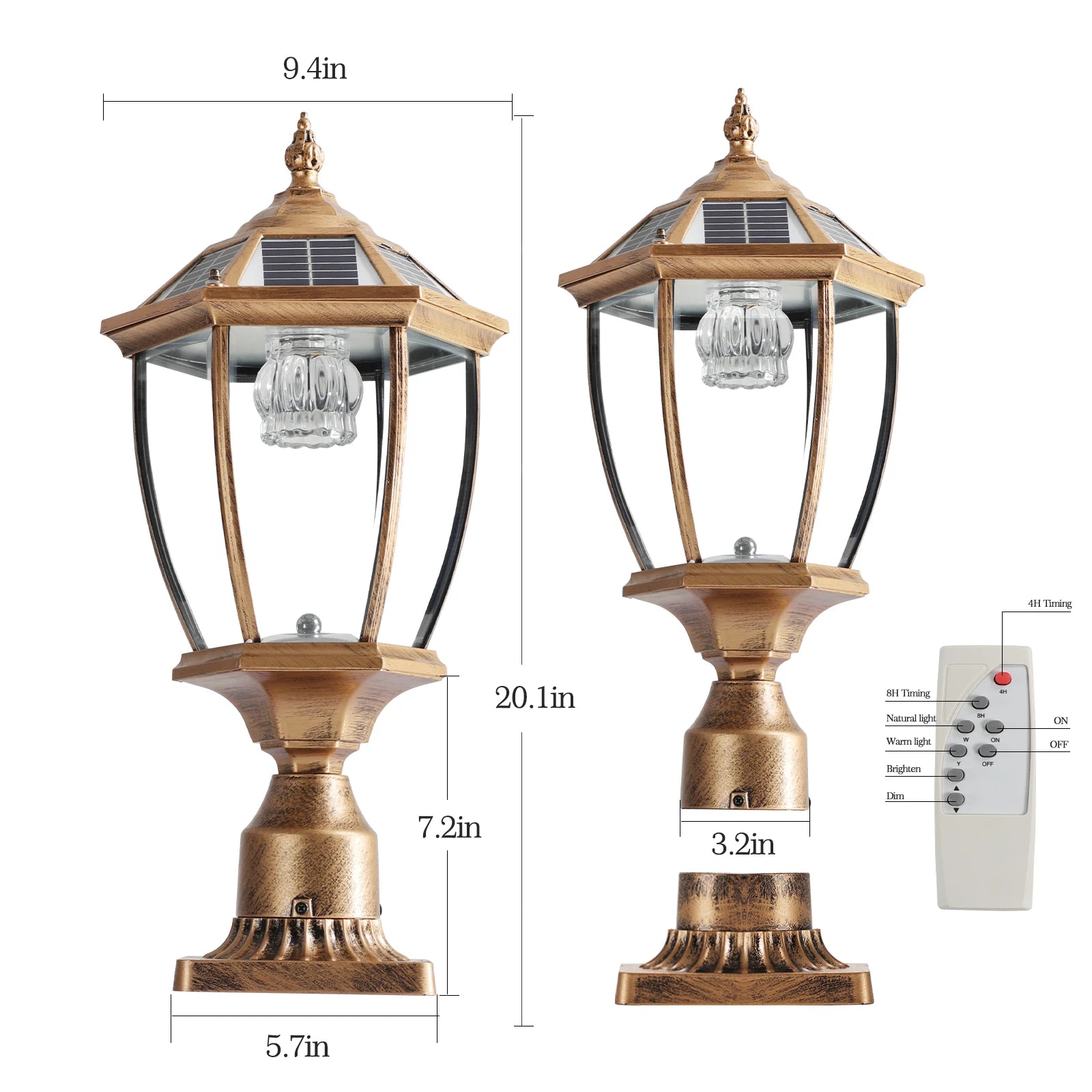 Vintage Solar LED Post Light