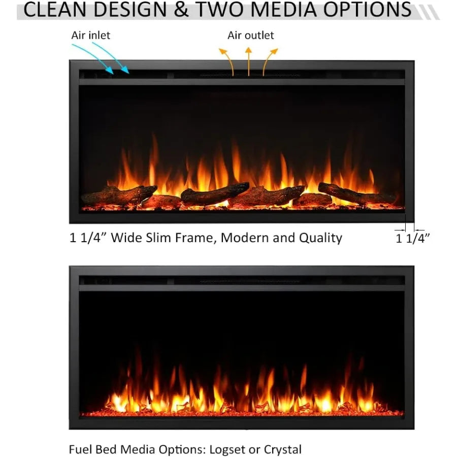 40" W Austin Electric Fireplace for Wall
