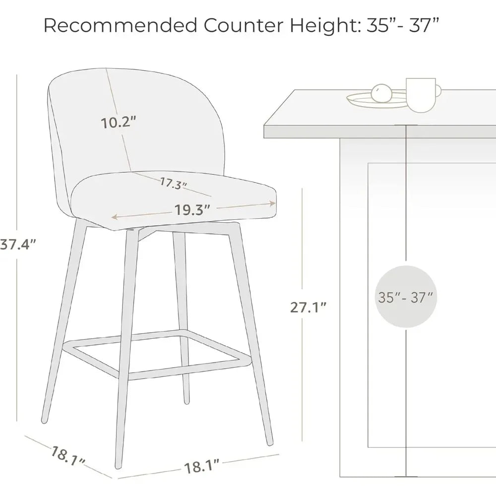 2 Modern Counter Height Bar Stools