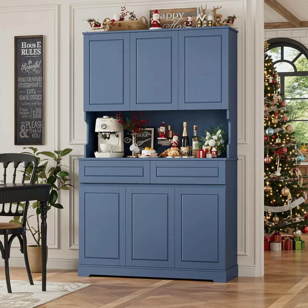 74" Tall Pantry Cabinet 6 Doors 2 Drawers