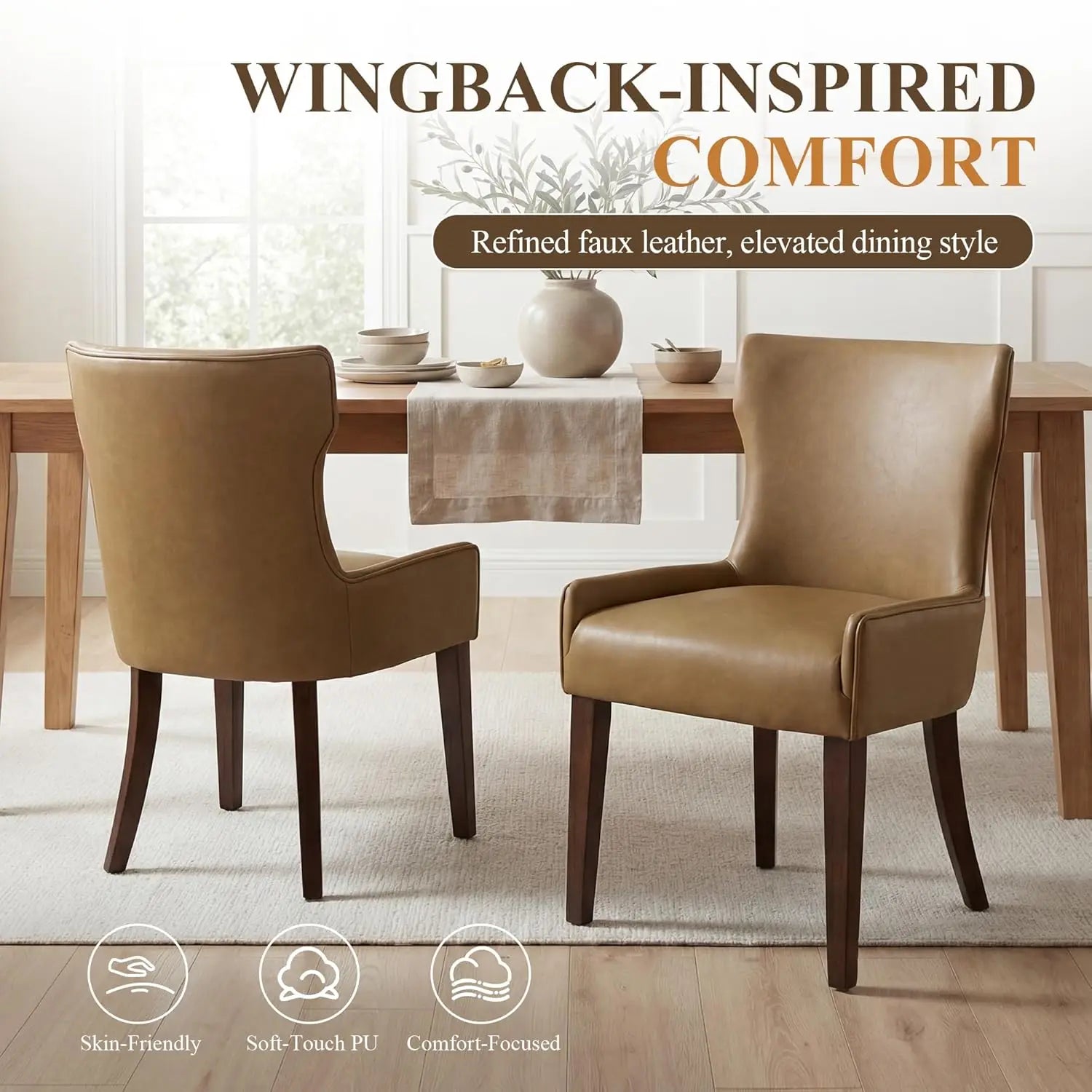 2 Faux Leather Upholstered Wood legs
