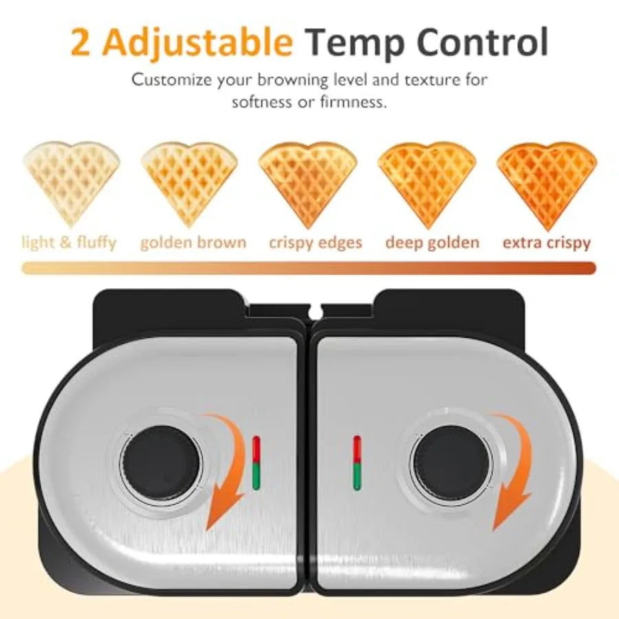 Dual Waffle Maker for Heart and Classic Waffles