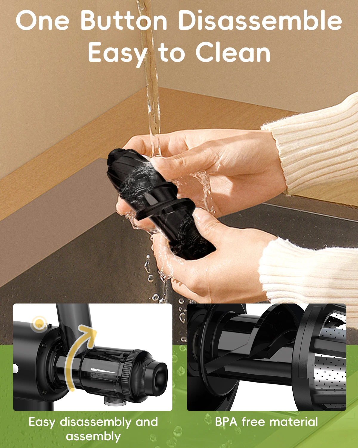 Cold Press Juicer, Slow Masticating Machine W/Reverse