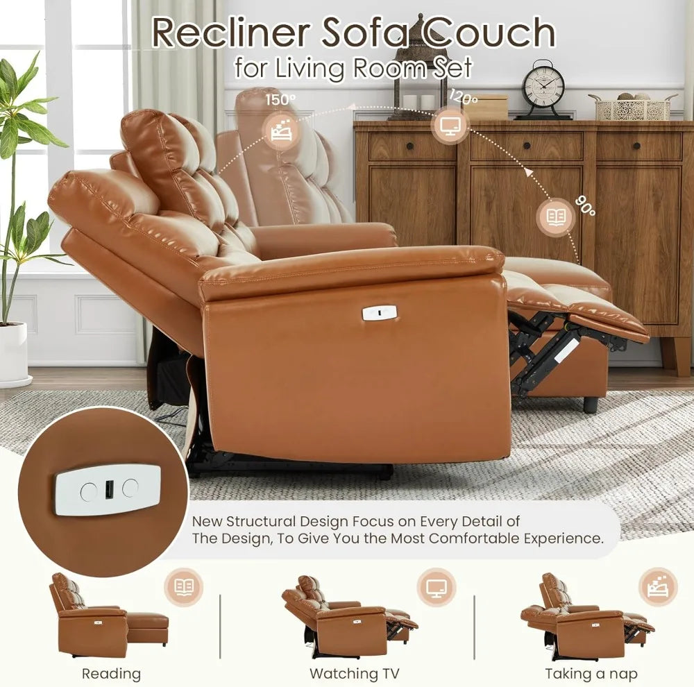 Electric Reclining Sofa w/USB & Storage