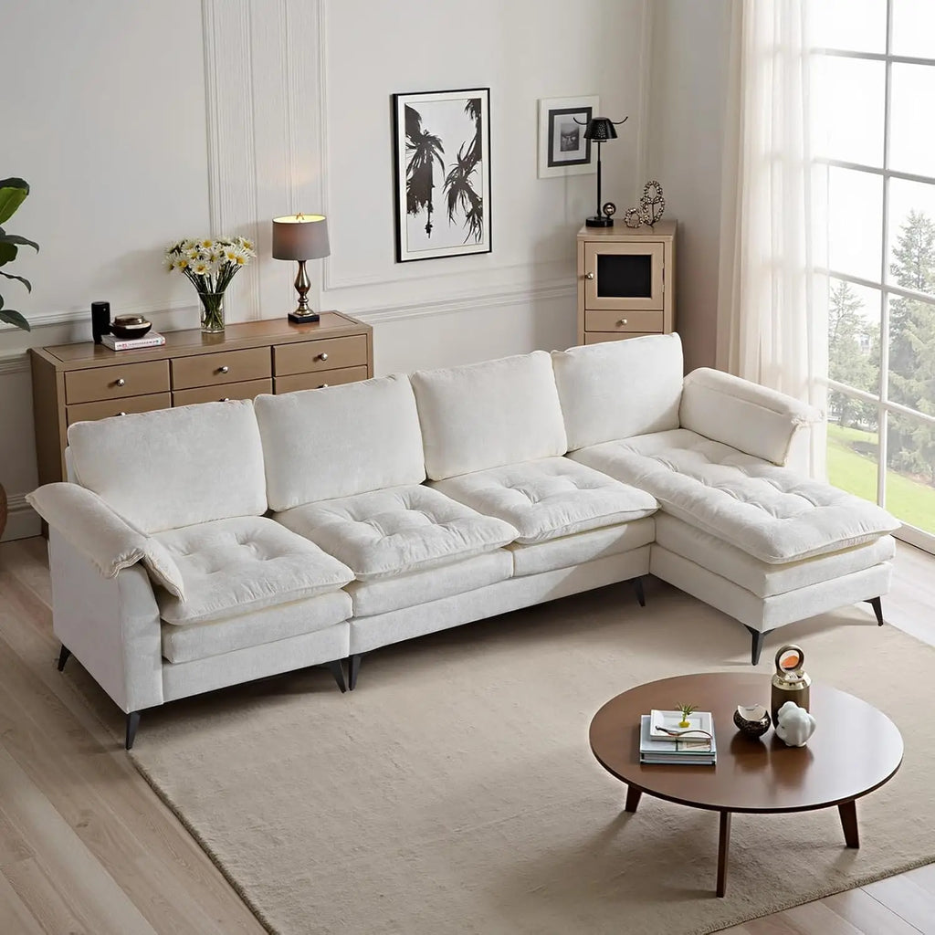 129'' Reversible Sectional L-Shaped Sofa