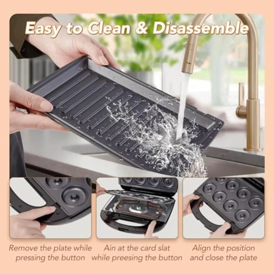 6 in 1 Waffle/Sandwich Maker Removable Plates