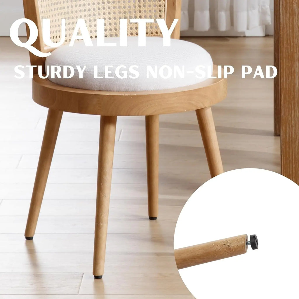 4 Modern Farmhouse Rattan Natural Wood