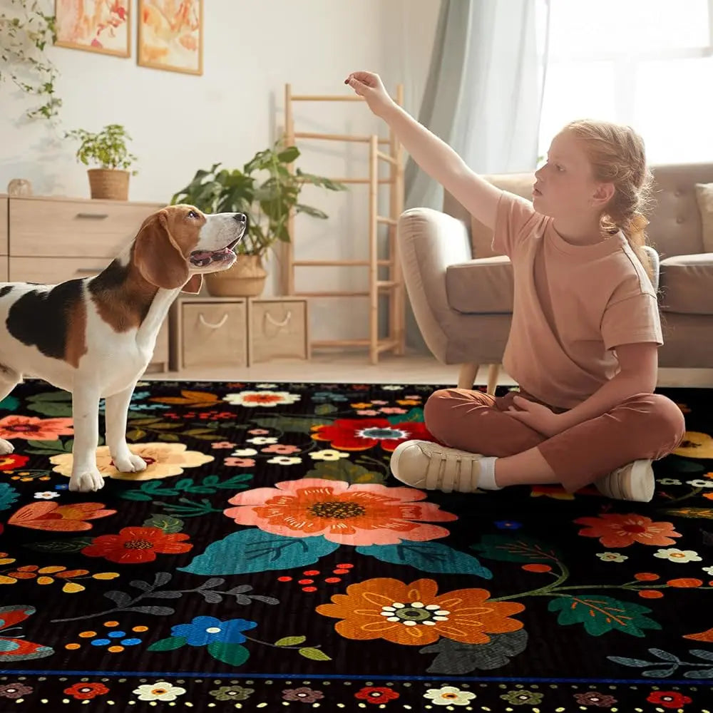 6X9 Floral Area Rug Washable