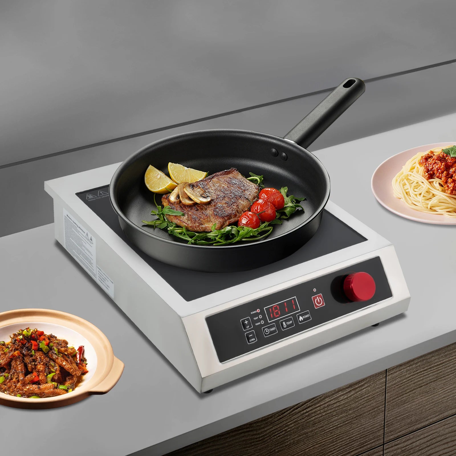 3500W Stainless Tabletop Induction Cooktop,110V
