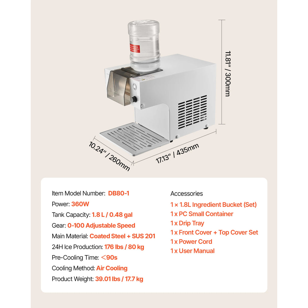 40-80kg per 24H Snowflake Ice Machine Ice-Shaver